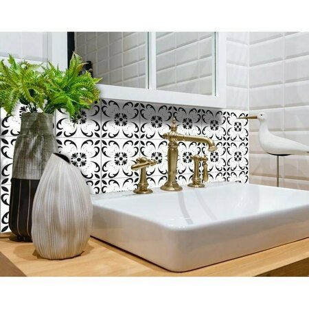 Homeroots 6 x 6 in. Black & White Delia Peel & Stick Removable Tiles 399892